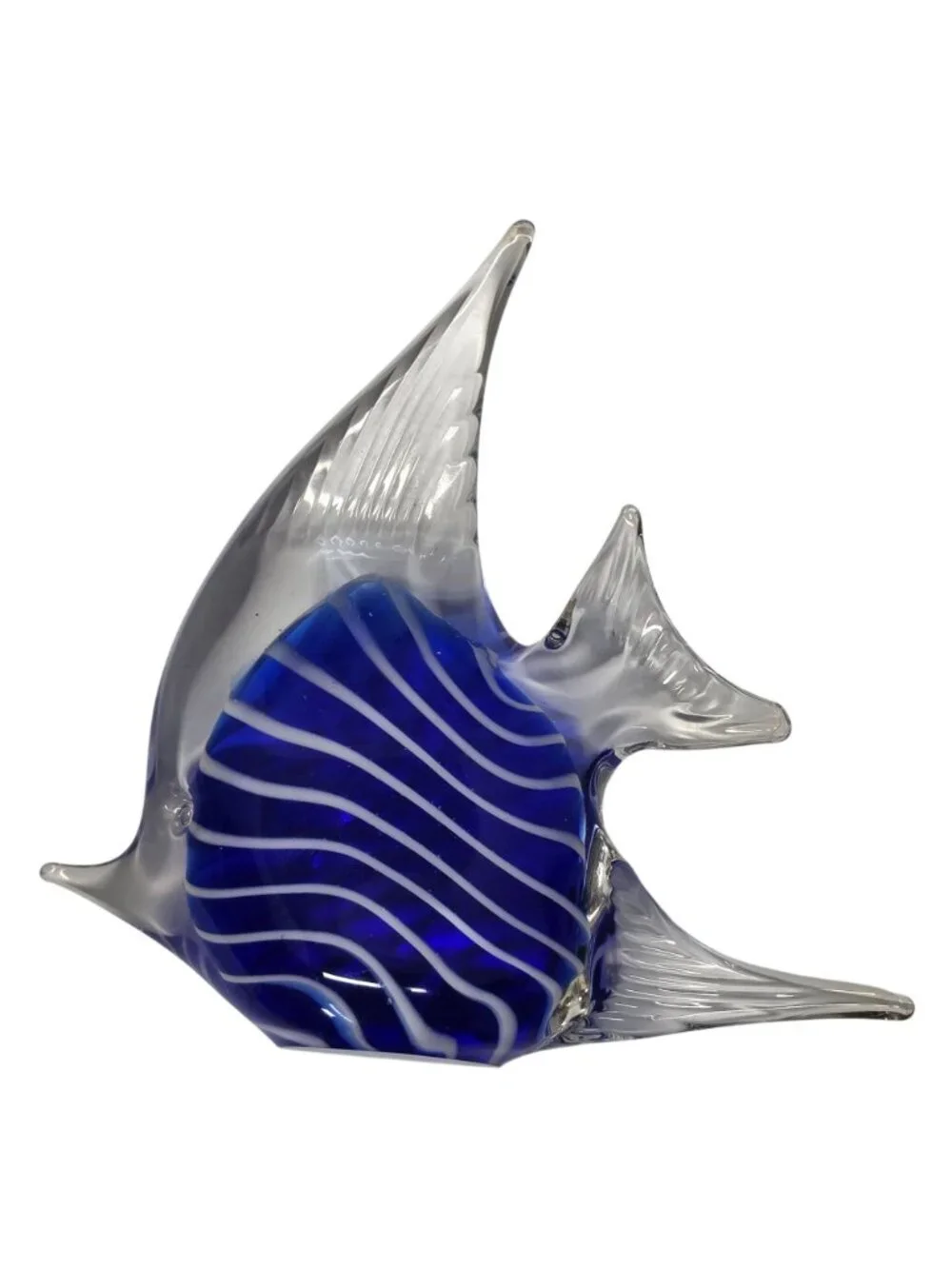 Blue Clear Art Glass Angelfish Figurine Paperweight 5